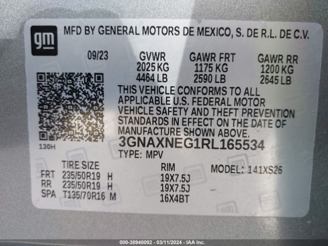 3GNAXNEG1RL165534 Chevrolet Equinox Fwd Premier