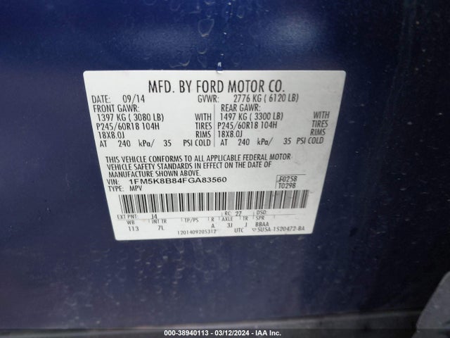 Ford Explorer 2015 1FM5K8B81FGAB3560 Image 9