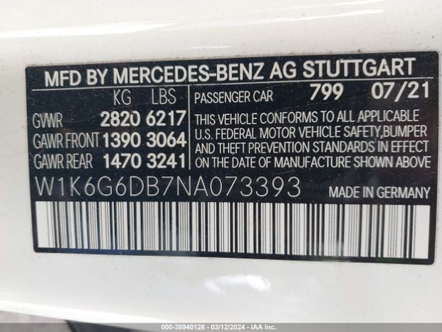 W1K6G6DB7NA073393 Mercedes-Benz S 500 4matic