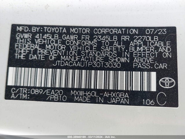 Toyota PRIUS XLE 2023 JTDACAAU1P3013030 Image 9