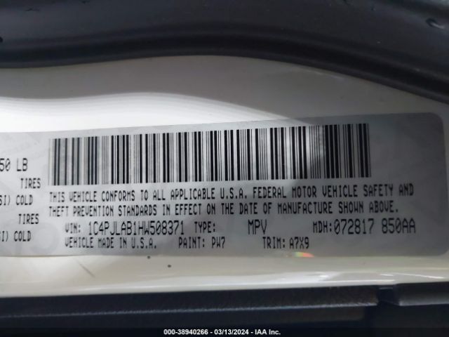 1C4PJLAB1HW508371 Jeep Cherokee Sport Fwd