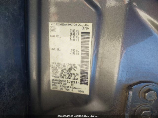 1N4AA6APXHC370985 Nissan Maxima 3.5 Sl