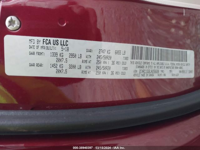 2C4RC1GG6JR256688 Chrysler Pacifica Limited