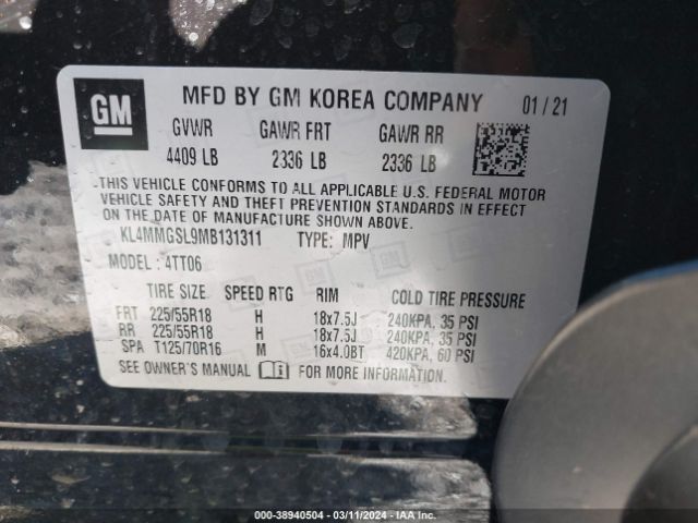 KL4MMGSL9MB131311 Buick Encore Gx Awd Essence