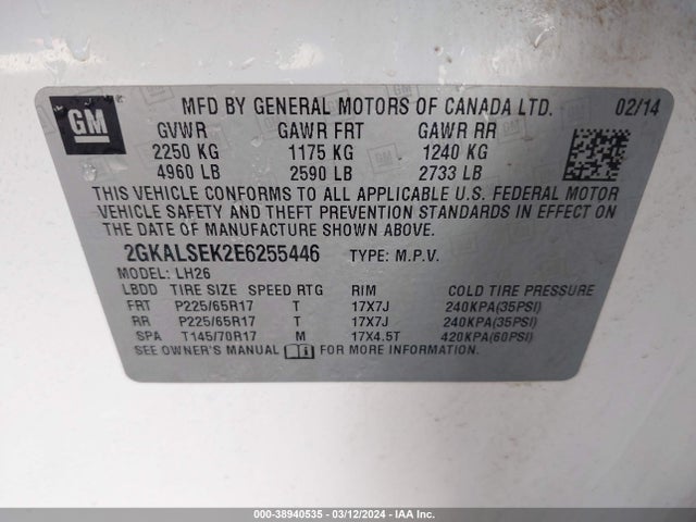 GMC Terrain Slt-1 2014 2GKALSEK2E6255446 Image 9