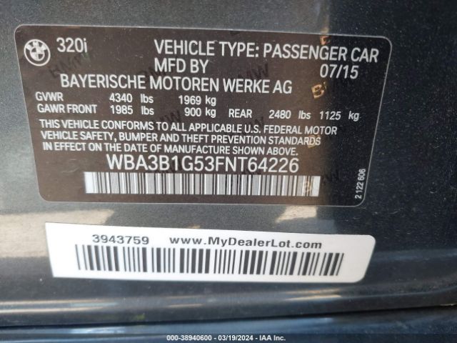 WBA3B1G53FNT64226 BMW 320i