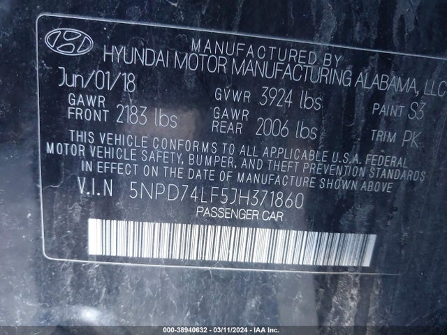 Hyundai ELANTRA SE 2018 5NPD74LF5JH371860 Image 9