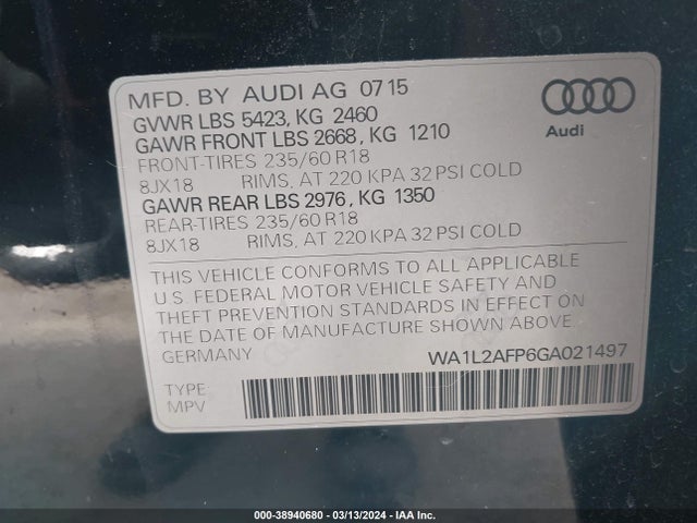 Audi Q5 2.0t Premium 2016 WA1L2AFP6GA021497 Image 9