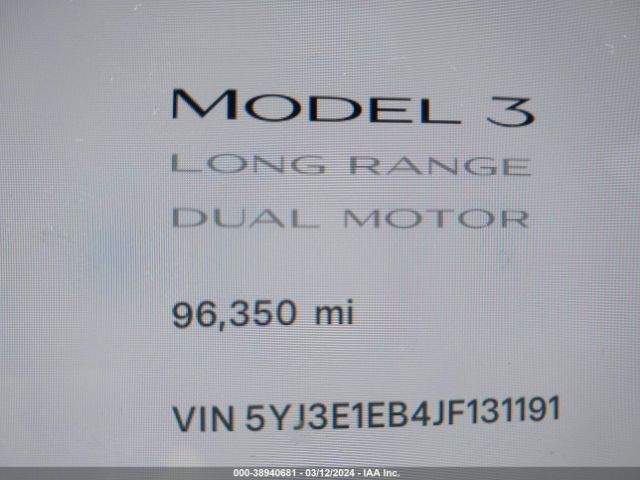 5YJ3E1EB4JF131191 Tesla Model 3 Long Range/performance