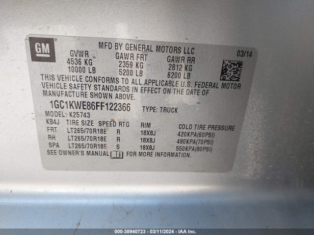 Chevrolet Silverado 2500hd Ltz 2015 1GC1KWE86FF122366 Image 9