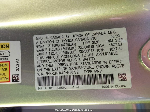 Honda Cr-v Ex Awd 2023 2HKRS4H44PH426772 Image 9
