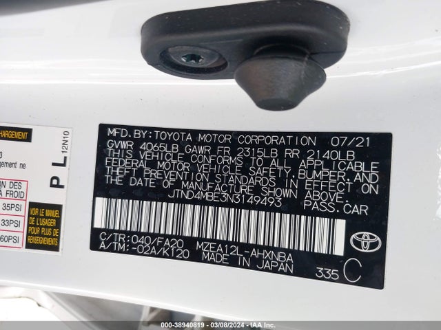 Toyota COROLLA SE 2022 JTND4MBE3N3149493 Image 9