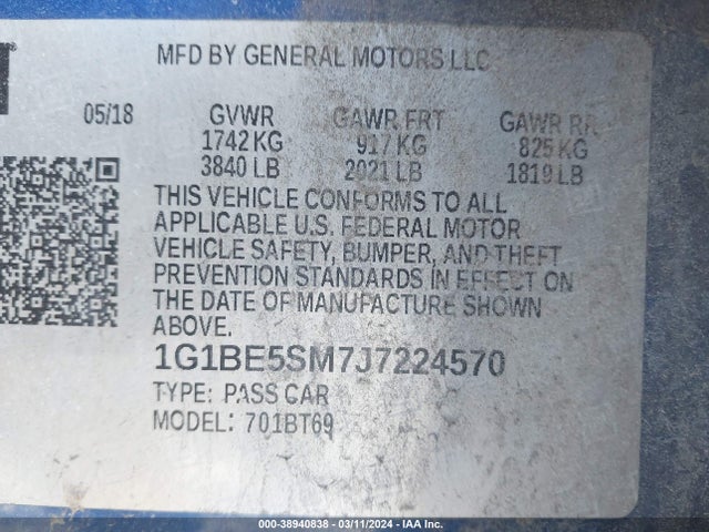 Chevrolet Cruze Lt Auto 2018 1G1BE5SM7J7224570 Image 9