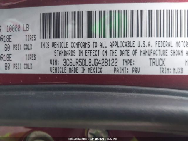 3C6UR5DL8JG428122 RAM 2500 Big Horn  4x4 6'4 Box