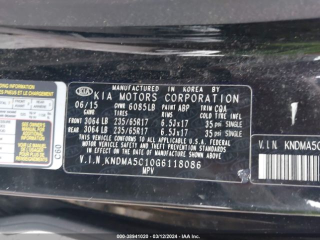 KNDMA5C10G6118086 KIA Sedona L