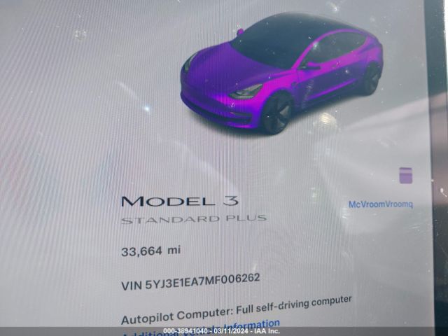 5YJ3E1EA7MF006262 Tesla Model 3 Standard Range Plus Rear-wheel Drive