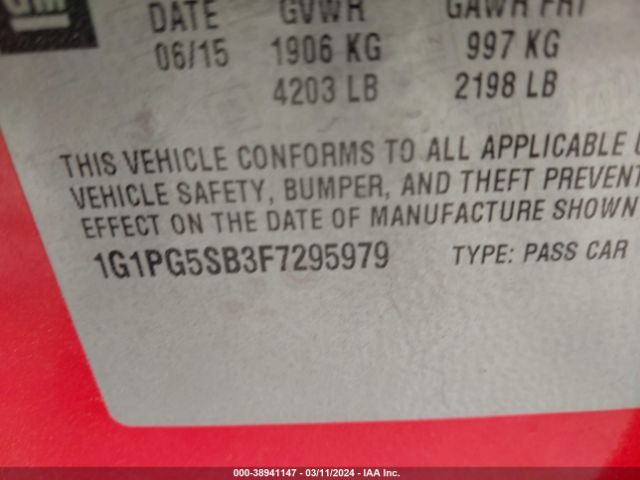 1G1PG5SB3F7295979 Chevrolet CRUZE LTZ