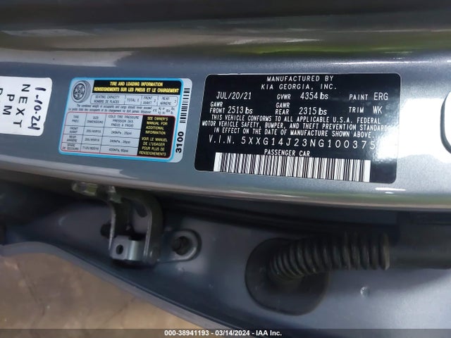 KIA K5 LXS 2022 5XXG14J23NG100375 Image 9