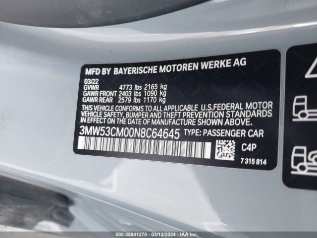 3MW53CM00N8C64645 BMW M240 I Xdrive