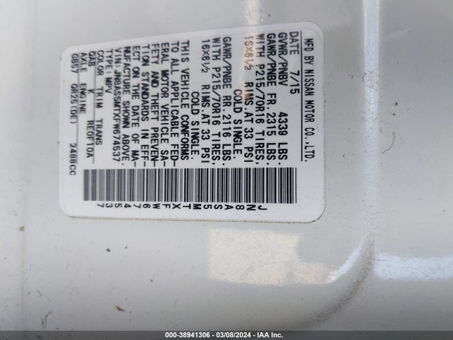 Nissan Rogue Select S 2015 JN8AS5MTXFW674537 Image 9