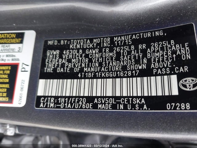 Toyota CAMRY SE 2016 4T1BF1FK6GU162817 Image 9