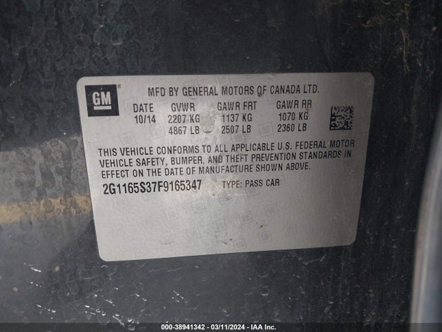 Chevrolet IMPALA 2LZ 2015 2G1165S37F9165347 Image 9