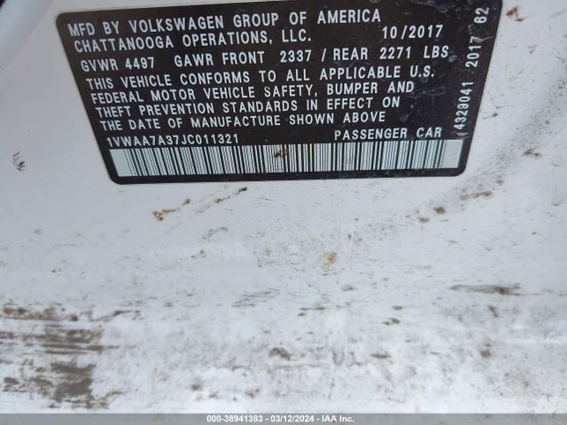 1VWAA7A37JC011321 Volkswagen Passat 2.0t R-line/2.0t S