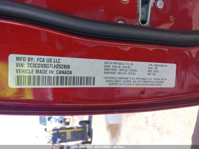 Dodge Charger Sxt Rwd 2020 2C3CDXBG7LH252806 Image 9