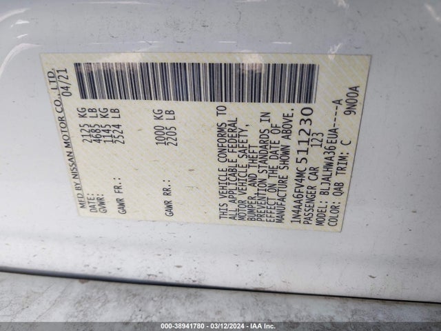 Nissan Maxima Platinum Xtronic Cvt 2021 1N4AA6FV4MC511230 Image 9