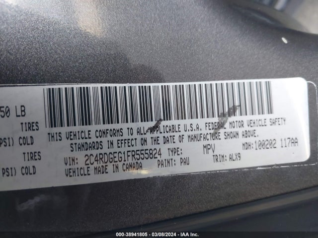 Dodge Grand Caravan R/t 2015 2C4RDGEG1FR555824 Image 9
