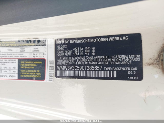 2012 MINI COOPER S WMWSV3C59CT385657 Photo 8