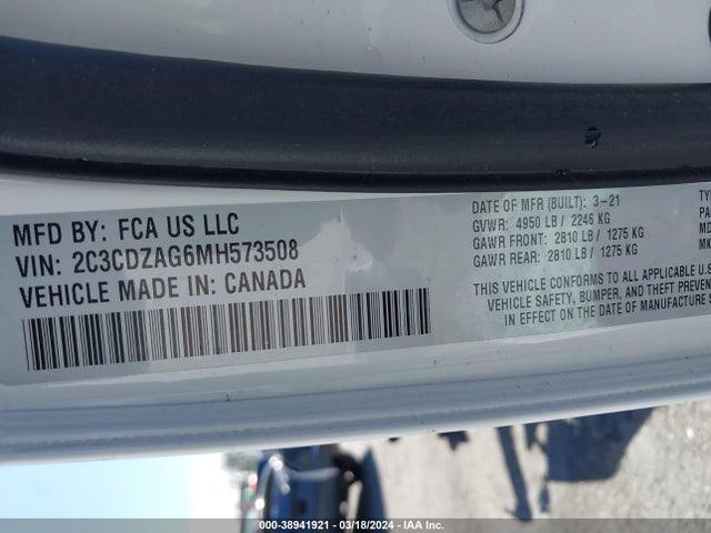 Dodge Challenger Sxt 2021 2C3CDZAG6MH573508 Image 9