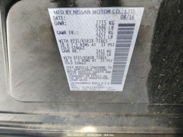 5N1DR2MM6HC601421 Nissan Pathfinder Sv
