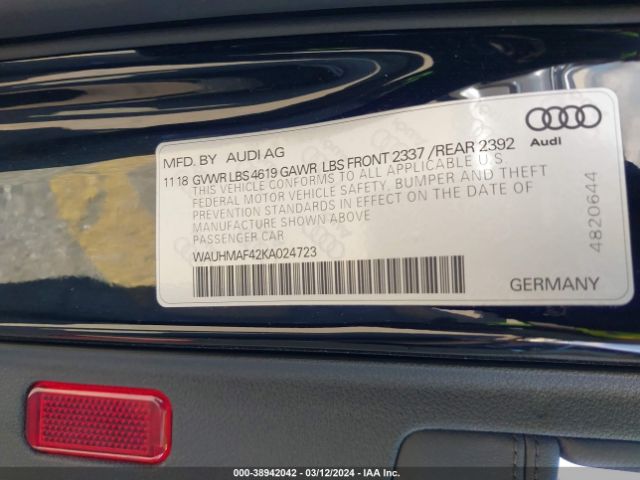 WAUHMAF42KA024723 Audi A4 40 Premium