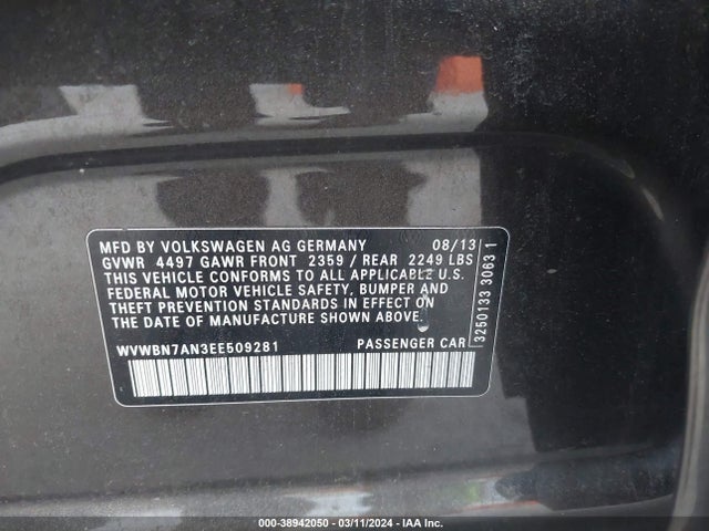 WVWBN7AN3EE509281 Volkswagen CC SPORT