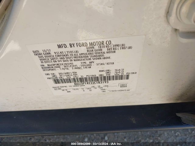Ford ECOSPORT S 2018 MAJ3P1RE2JC183193 Image 9