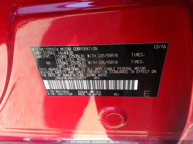 Toyota RAV4 SE 2017 JTMJFREV8HJ134577 Image 9