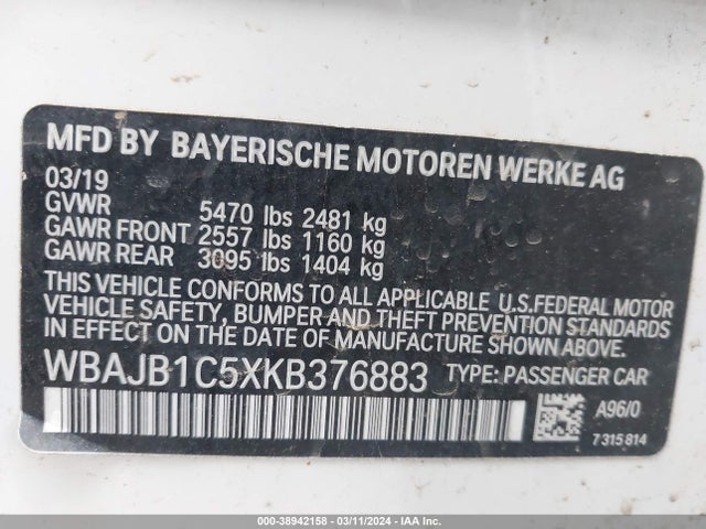 WBAJB1C5XKB376883 BMW 530e Xdrive Iperformance