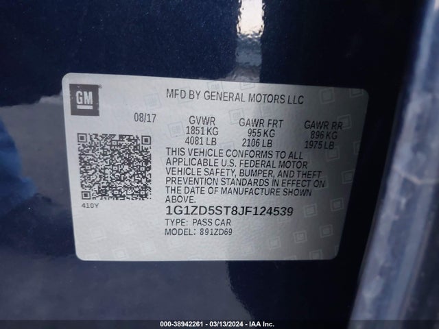 Chevrolet MALIBU LT 2018 1G1ZD5ST8JF124539 Image 9
