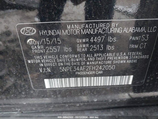 Hyundai Sonata Limited 2015 5NPE34AF2FH242050 Image 9