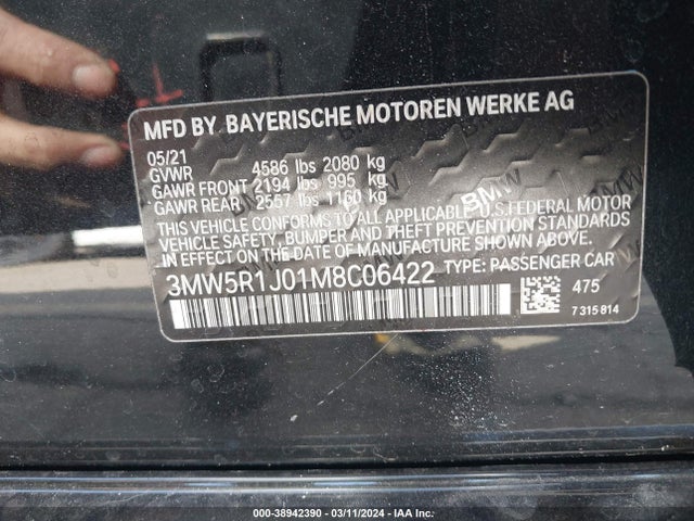BMW 330I 2021 3MW5R1J01M8C06422 Image 9