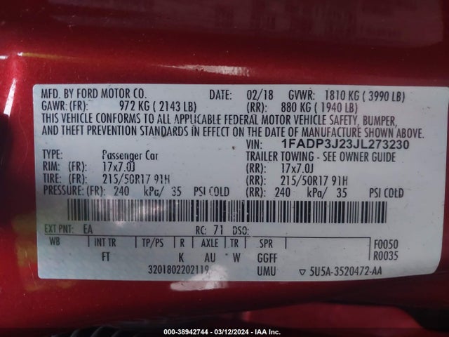 Ford Focus Titanium 2018 1FADP3J23JL273230 Image 9