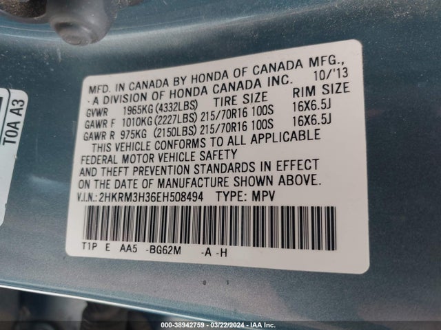 Honda CR-V LX 2014 2HKRM3H36EH508494 Image 9