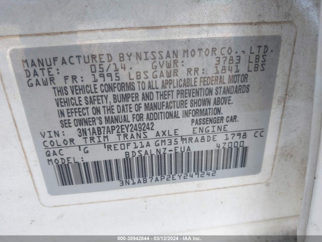 Nissan Sentra Fe+ Sv 2014 3N1AB7AP2EY249242 Image 9