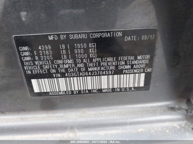 4S3GTAD64J3704597 Subaru Impreza 2.0i Premium