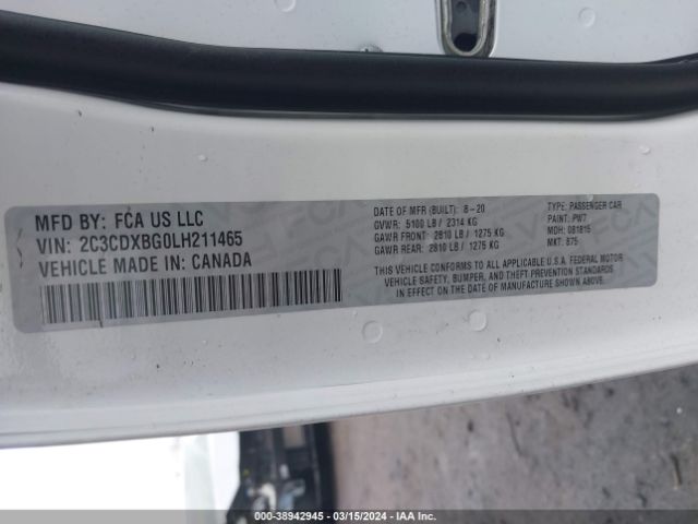 2C3CDXBG0LH211465 Dodge Charger Sxt Rwd