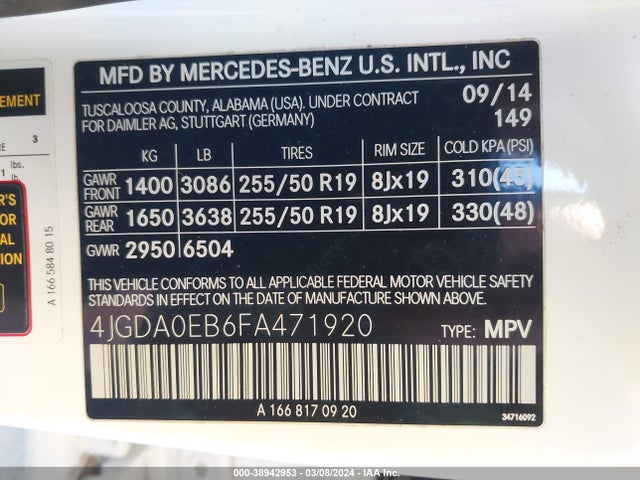 Mercedes-Benz Ml 250 Bluetec 4matic 2015 4JGDA0EB6FA471920 Image 9