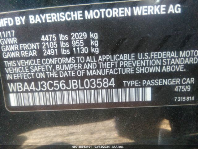 WBA4J3C56JBL03584 BMW 430i Gran Coupe Xdrive