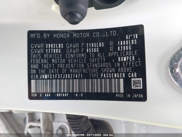 Honda Civic Ex-t 2018 JHMFC1F37JX027471 Image 9