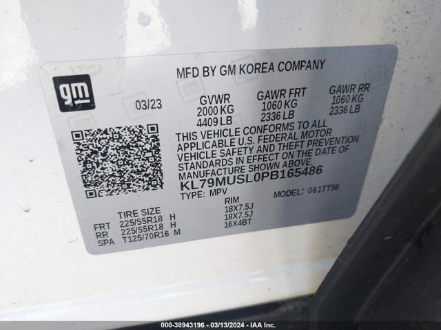 Chevrolet Trailblazer Awd Rs 2023 KL79MUSL0PB165486 Image 9